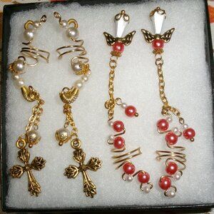 Vintage Hand-crafted Angel and Cross Earcuffs